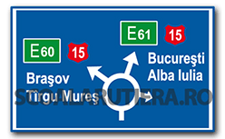 Presemnalizarea direcțiilor într-o intersecție cu sens giratoriu