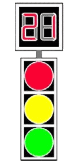 Semafor combinat cu dispozitiv de cronometrare a timpului aferent culorii