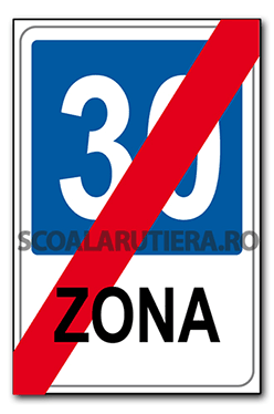Sfârșitul zonei cu viteza recomandată 30 km/h