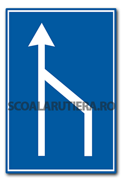 Terminarea benzii de circulație din dreapta părții carosabile 