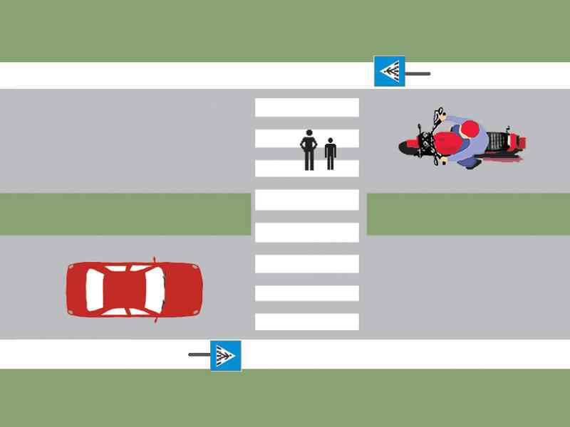 Which driver must give priority to the pedestrians?