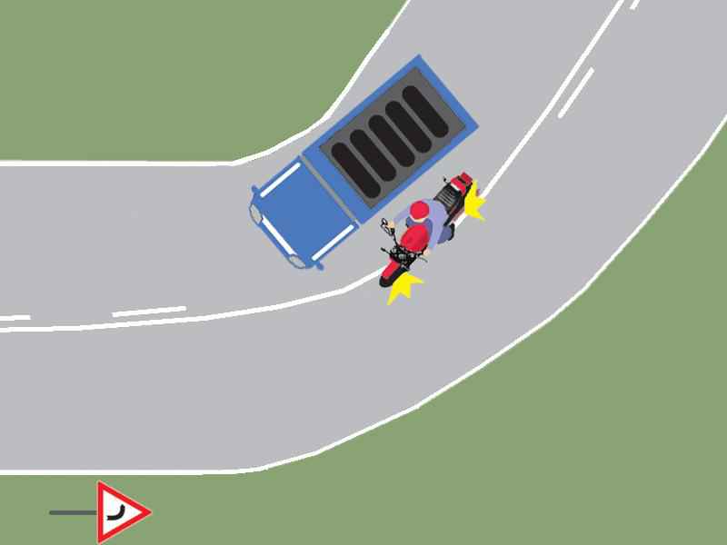Does the motorcyclist in the adjacent image perform the overtaking correctly?