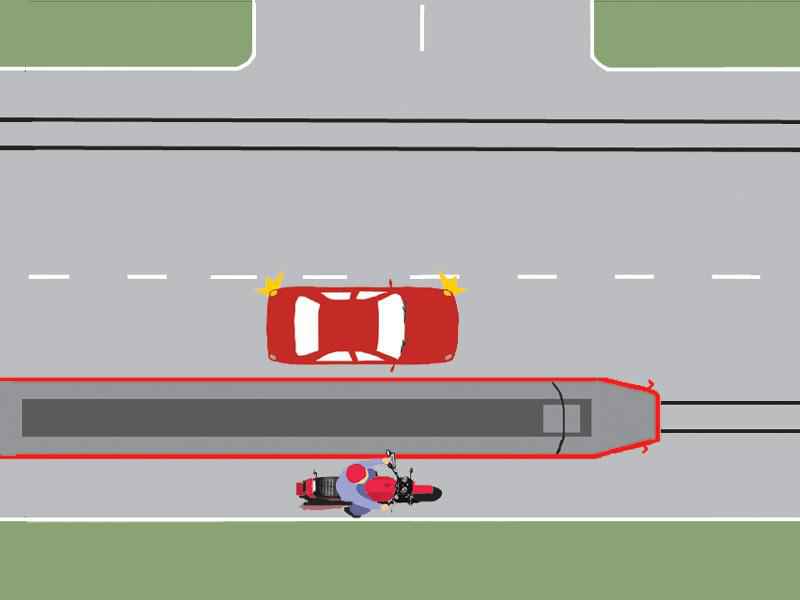 Which of the drivers of motor vehicles perform correctly the overtaking of the tram being in motion?