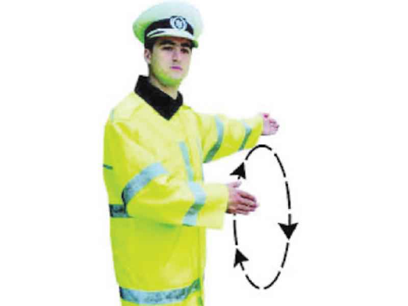 Semnalul polițistului indică:
