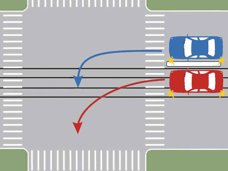 Care dintre autoturisme s-a încadrat corect pentru a schimba direcția de mers?