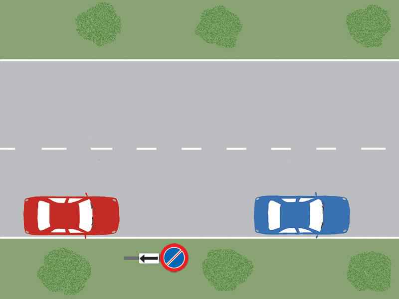 Which of the cars is waiting legally?