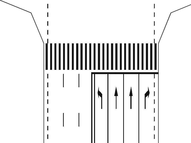 On which traffic lane do you move into position in order to turn left, in an intersection signalled with such markings?