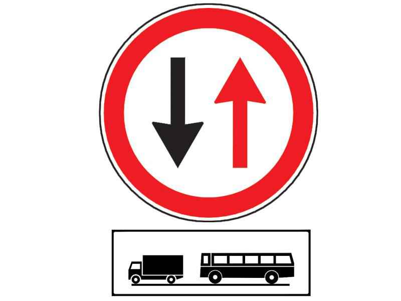 Which of the following obligations fall to you when encountering the adjacent sign while you drive a truck?
