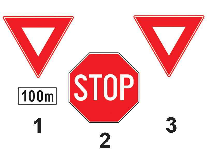 Which sign will be encountered in the intersection located 100 m from sign 1?