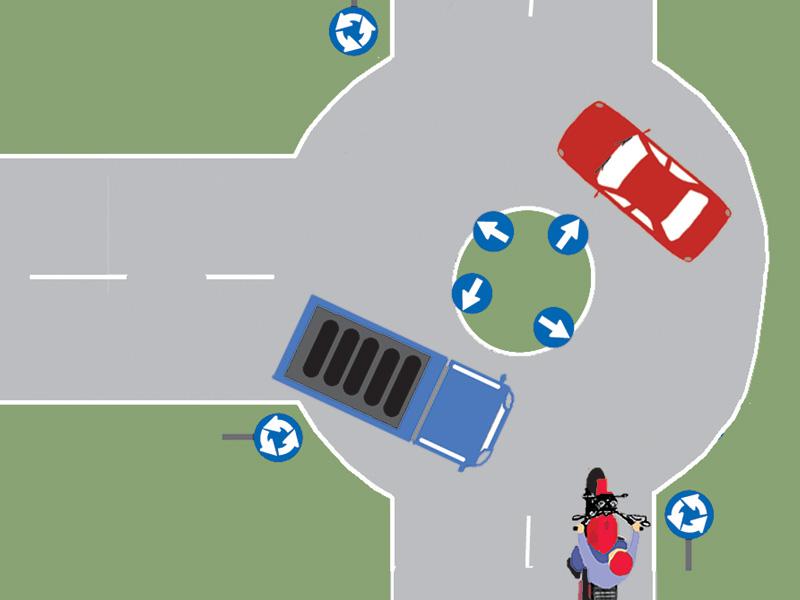 Which of the vehicles shown in the image have priority of passage?