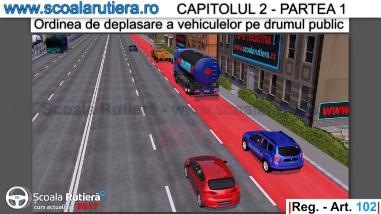 vehiculele lente, grele sau cele cu mase ori gabarite depasite vor circula pe prima banda