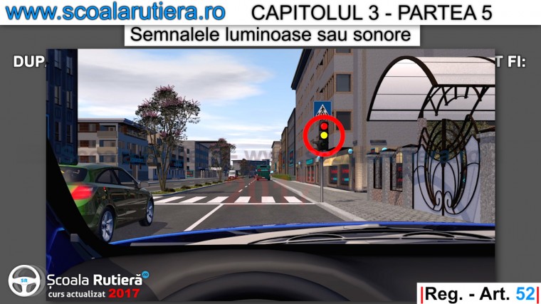 semnalul galben functioneaza concomitent cu cel rosu