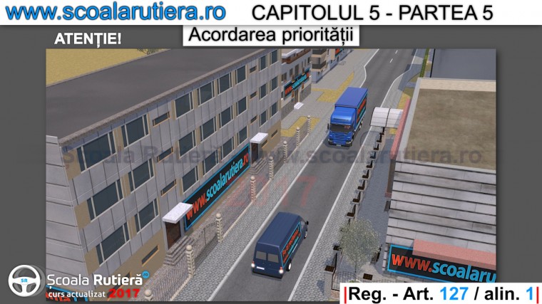 pe drumul ingust da cu spatele vehiculul usor cand intalneste un vehicul greu