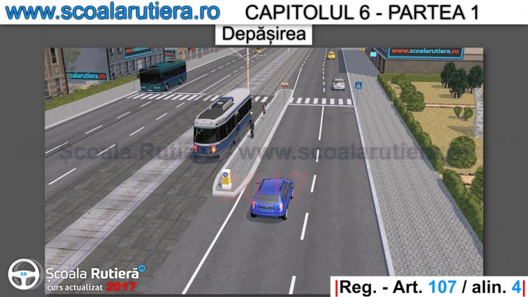 overtaking the tram in the station with refuge