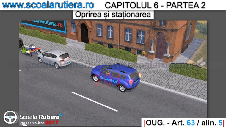 oprirea se face cat mai aproape de marginea din dreapta a drumului si paralel cu acesta