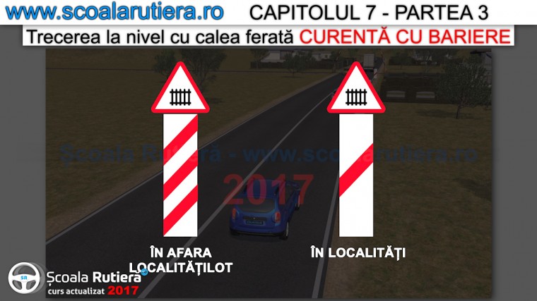 presemnalizarea caii ferate cu bariera in localitate si in afara localitatii